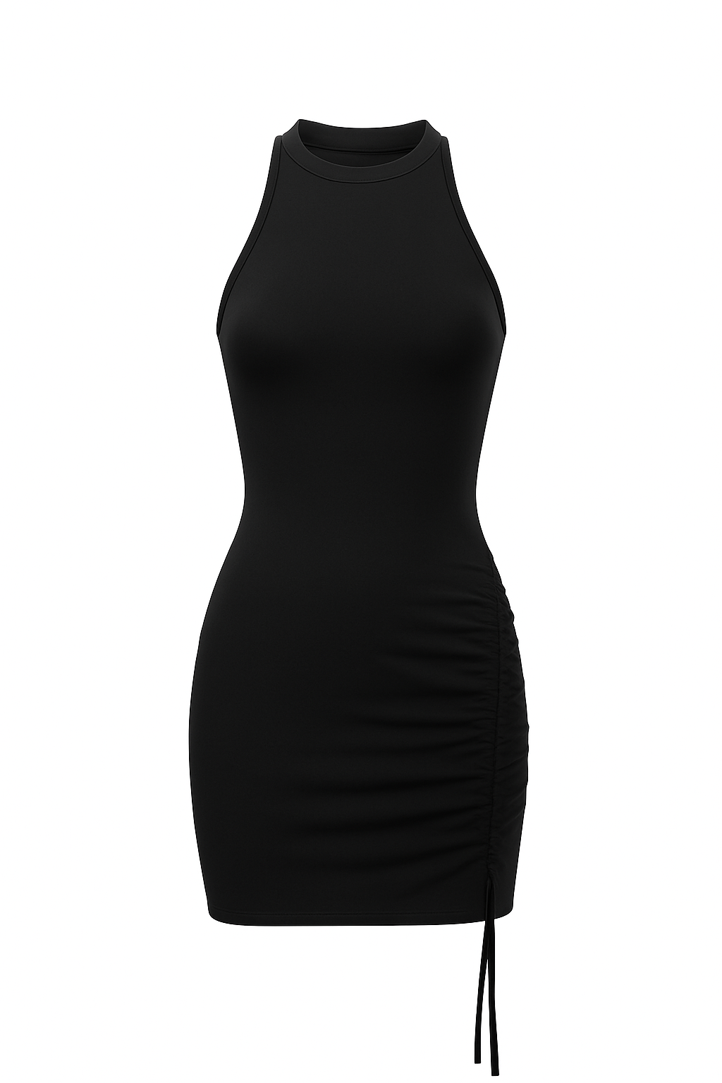 Chic Black Ruched Mini Dress