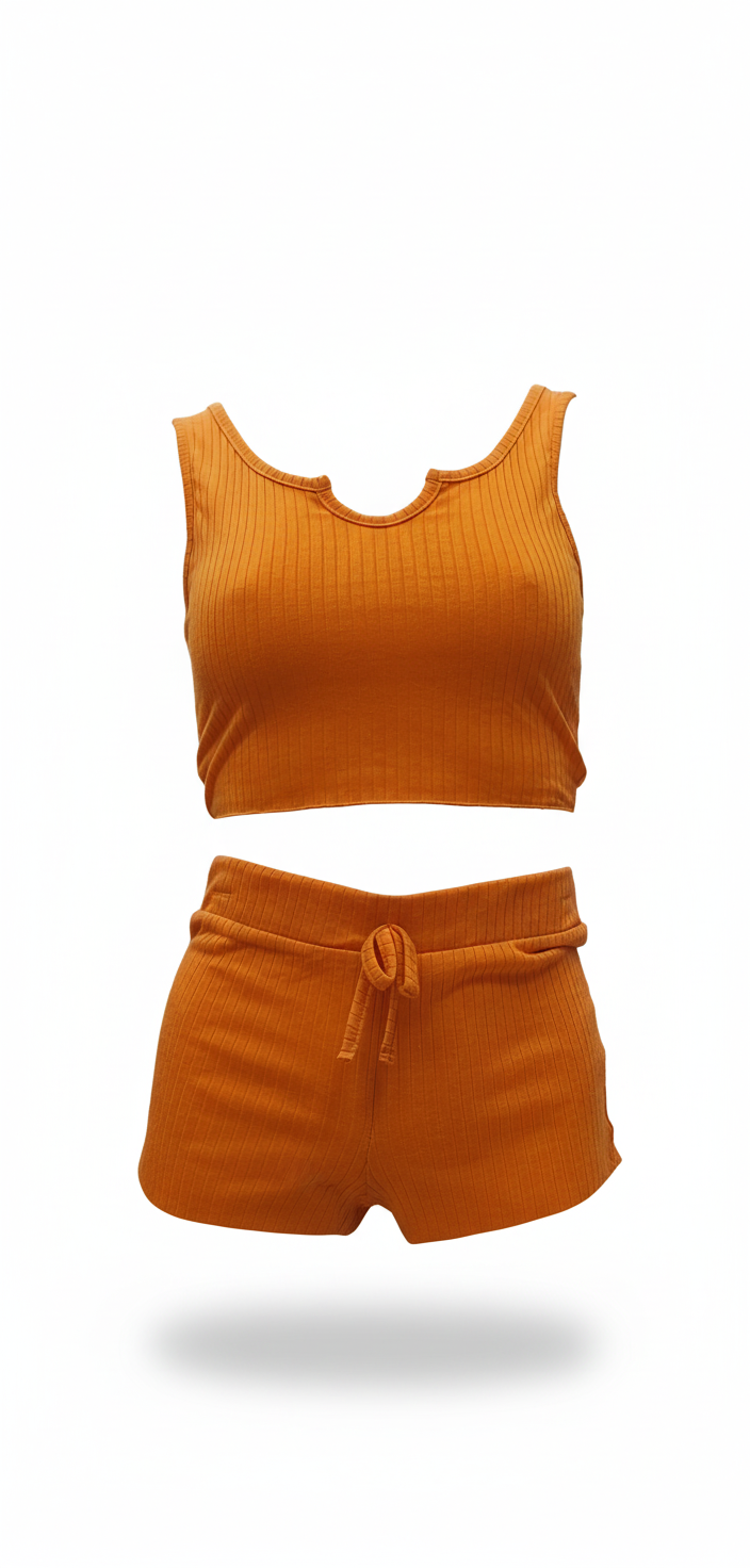 Orange Crop Top & Shorts Set