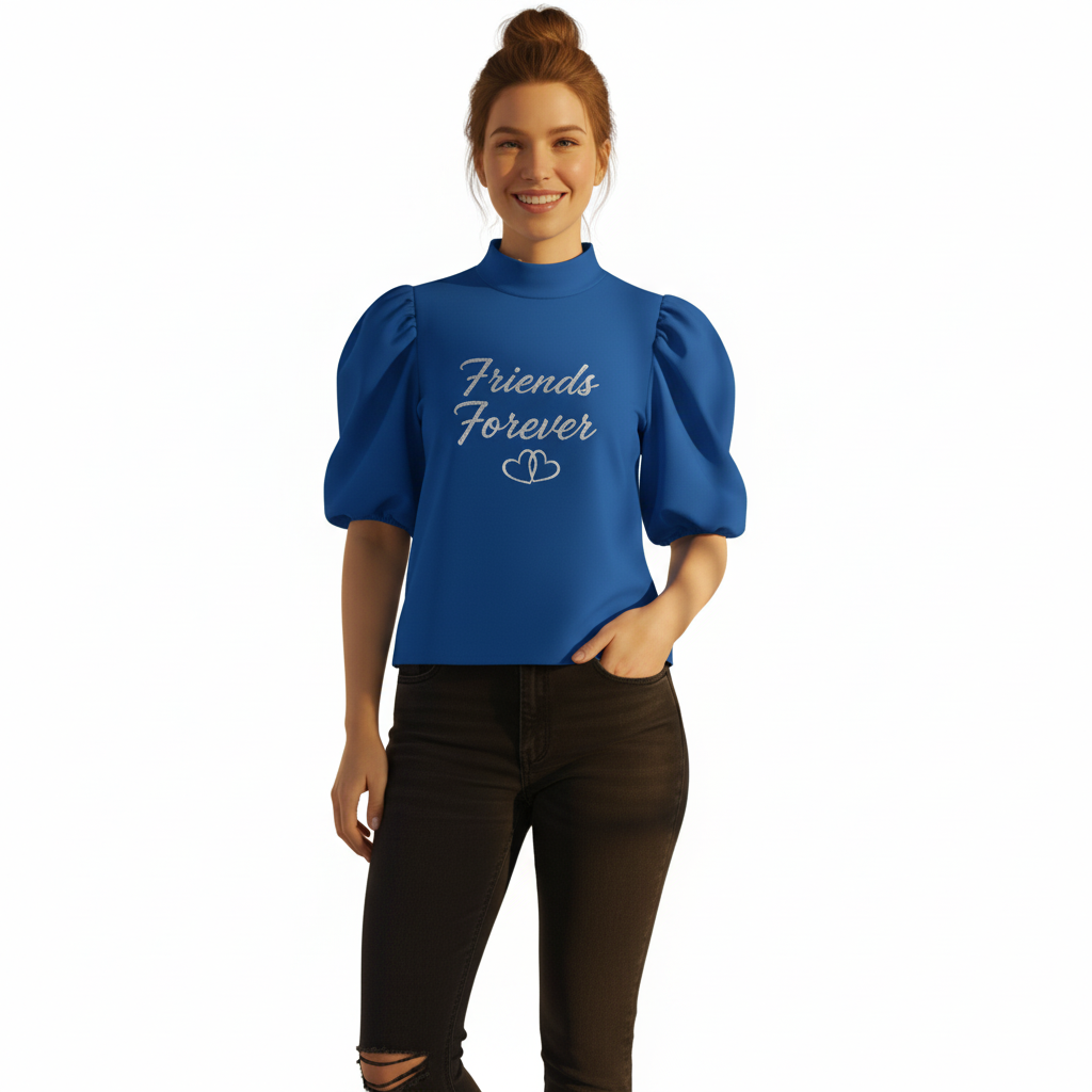 Puff Sleeve Mock Neck Top