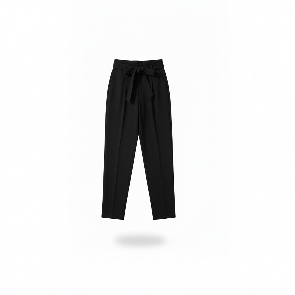 Black High-Waisted Belted Trousers