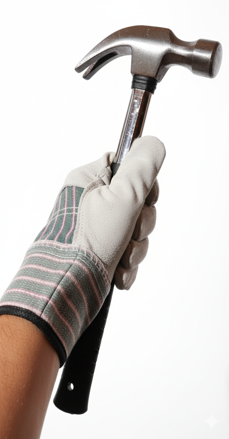 Leather Palm Striped Work Gloves