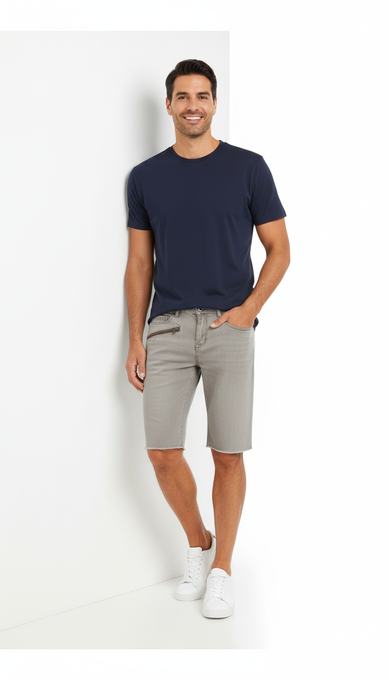 Zipper-Detail Denim Shorts