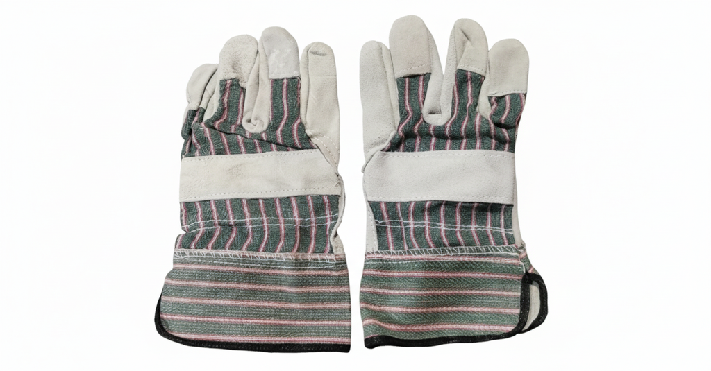 Leather Palm Striped Work Gloves