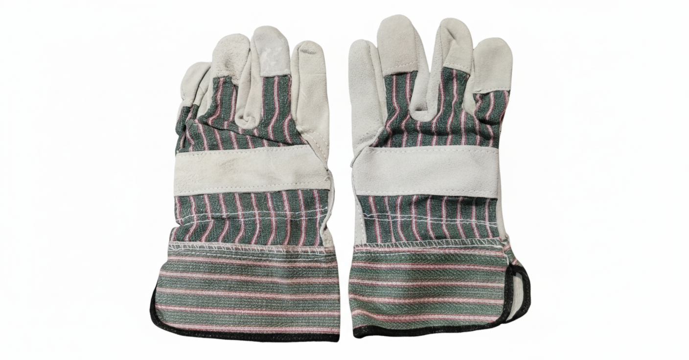 Leather Palm Striped Work Gloves