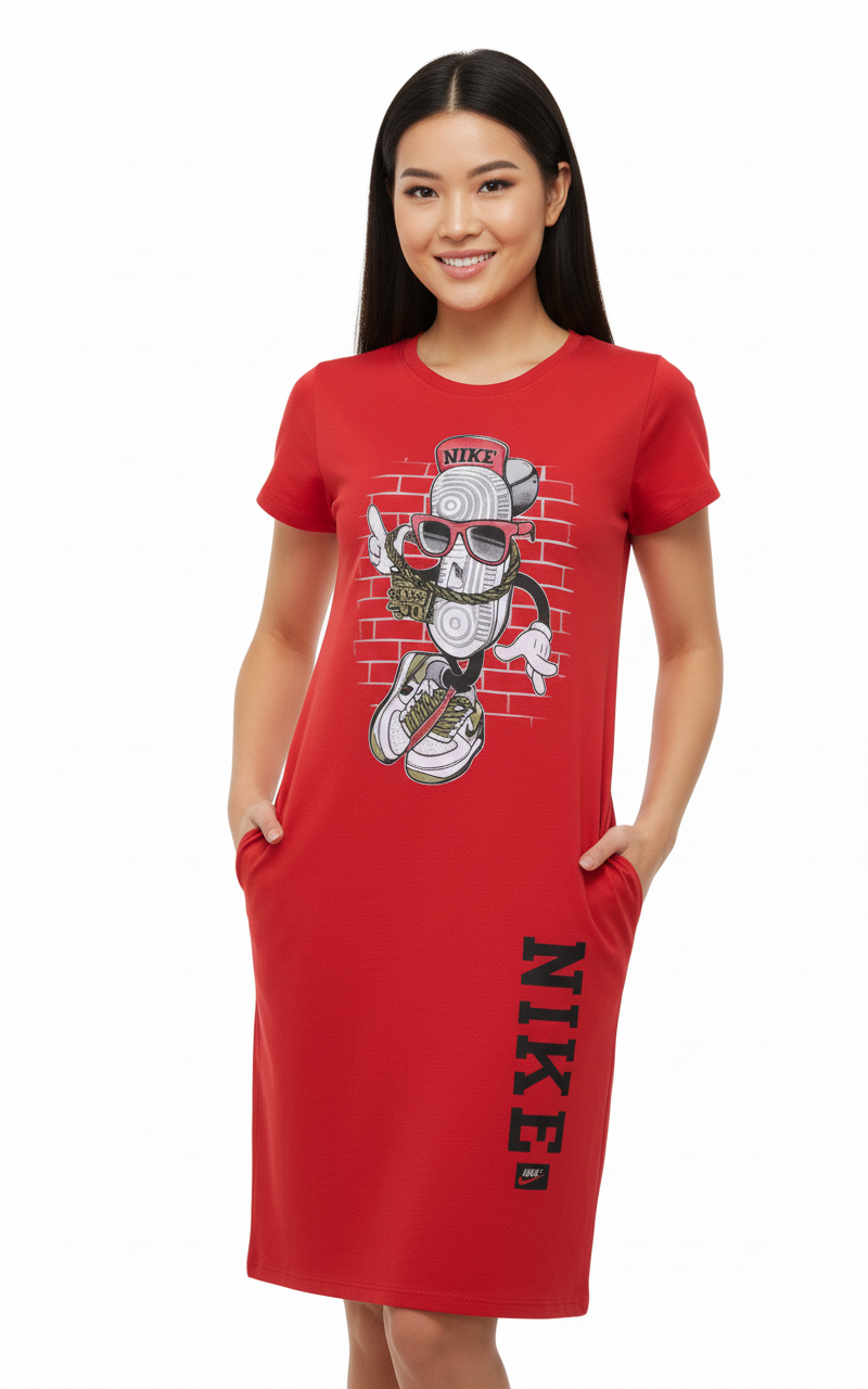 Red Graphic Dress