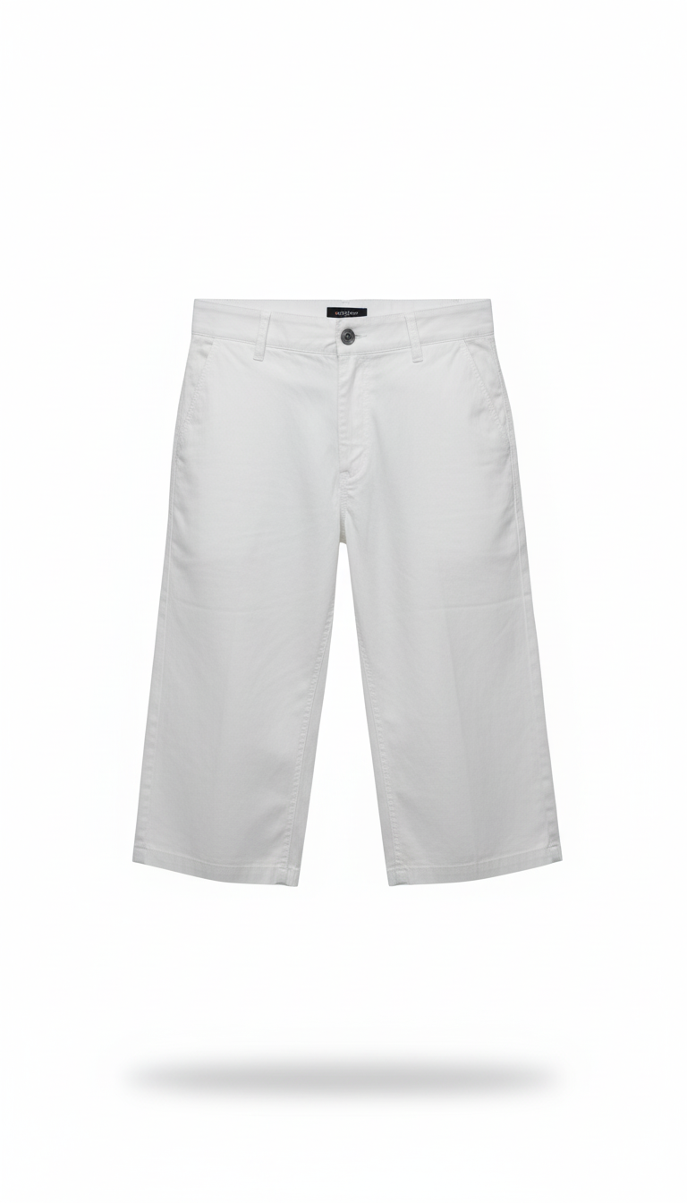 White Cropped Wide-Leg Trousers