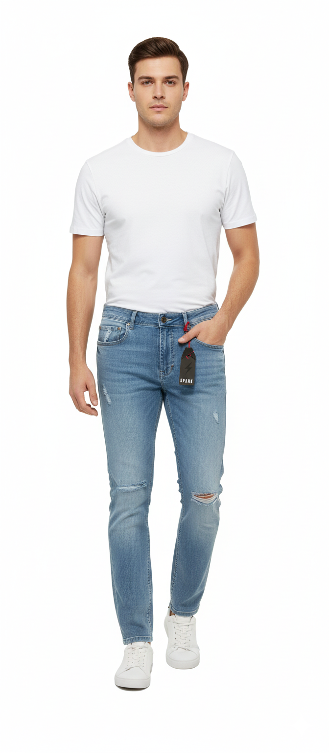 Spark Light Blue Distressed Jeans