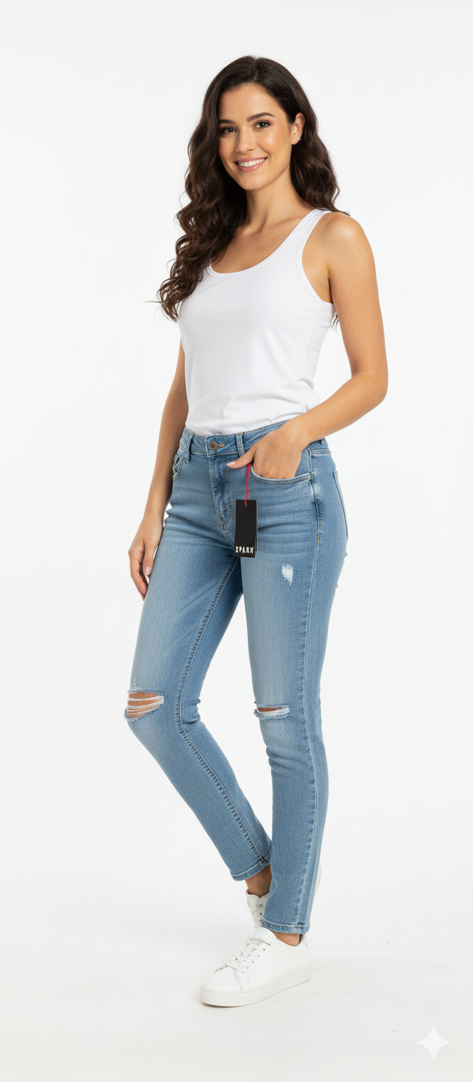 Spark Light Blue Distressed Jeans